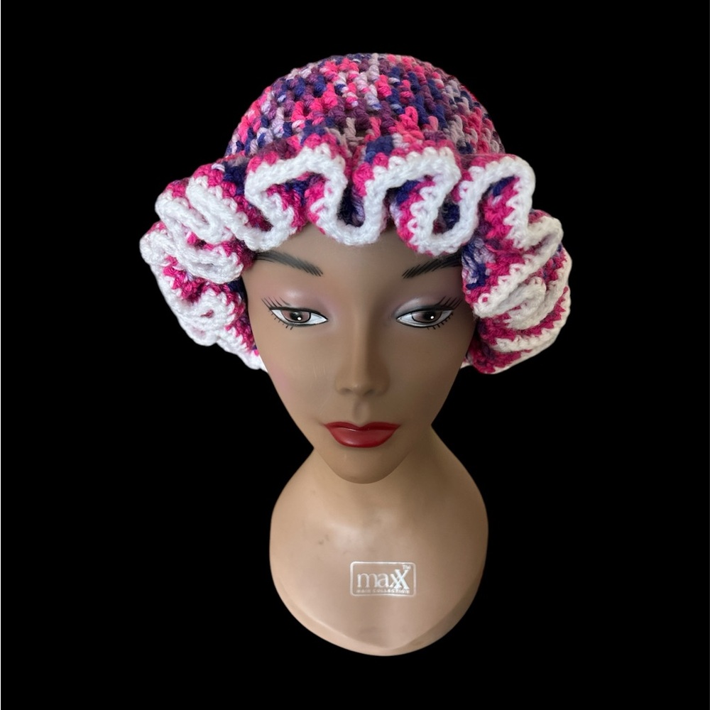 Colorful Crochet Ruffle Women's Hat